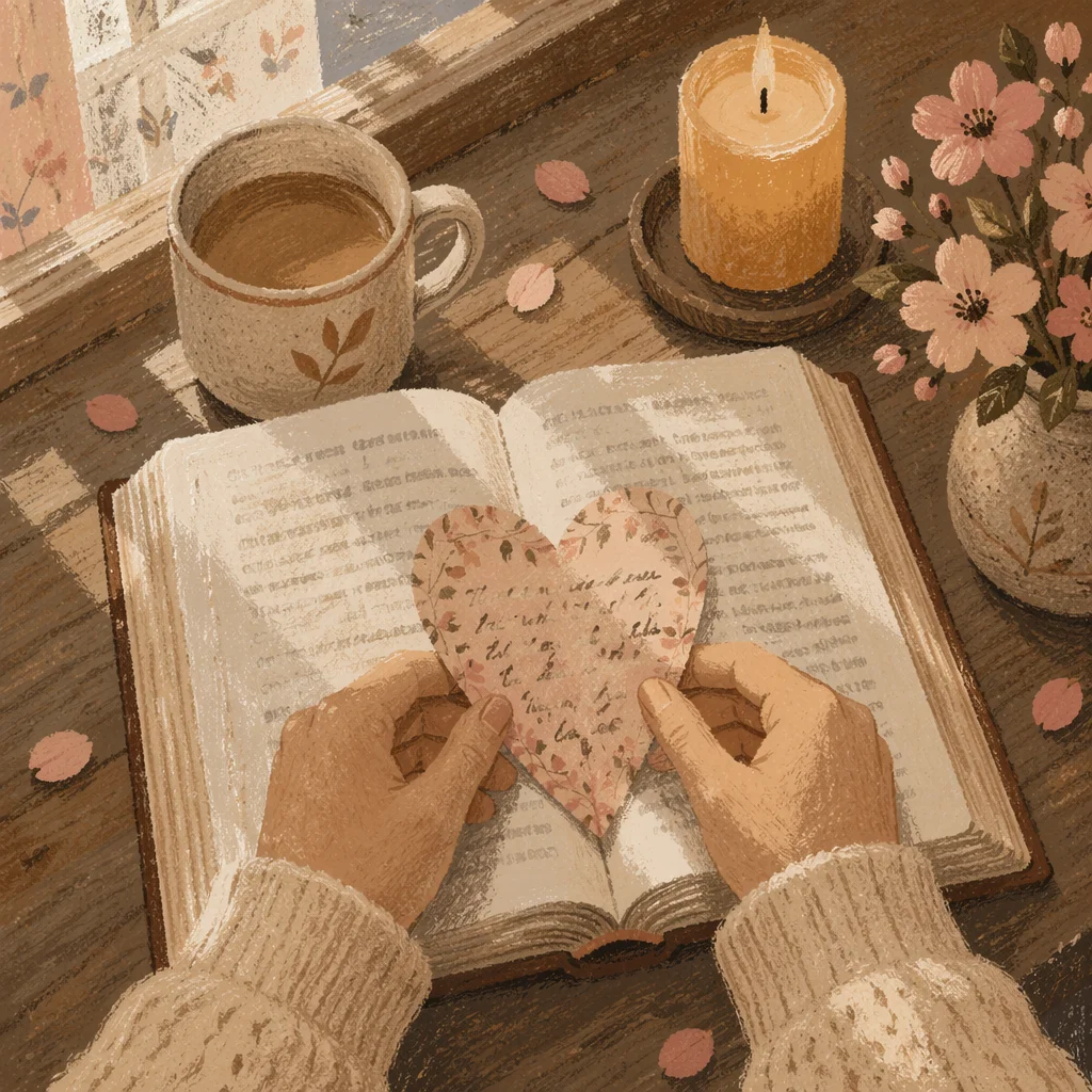 Valentine Heart Bookmark on Open Bible