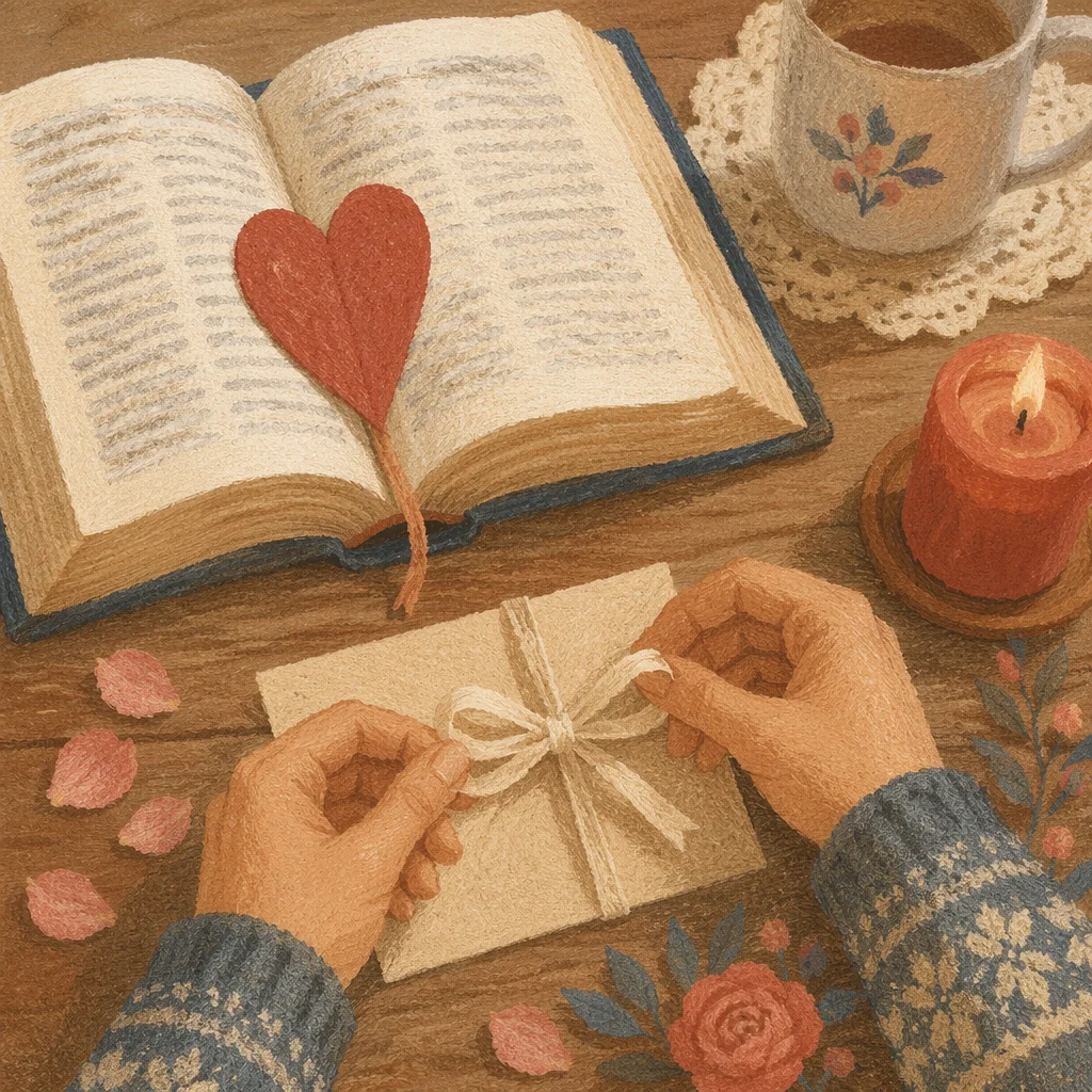 Valentine Heart Bookmark on Open Bible