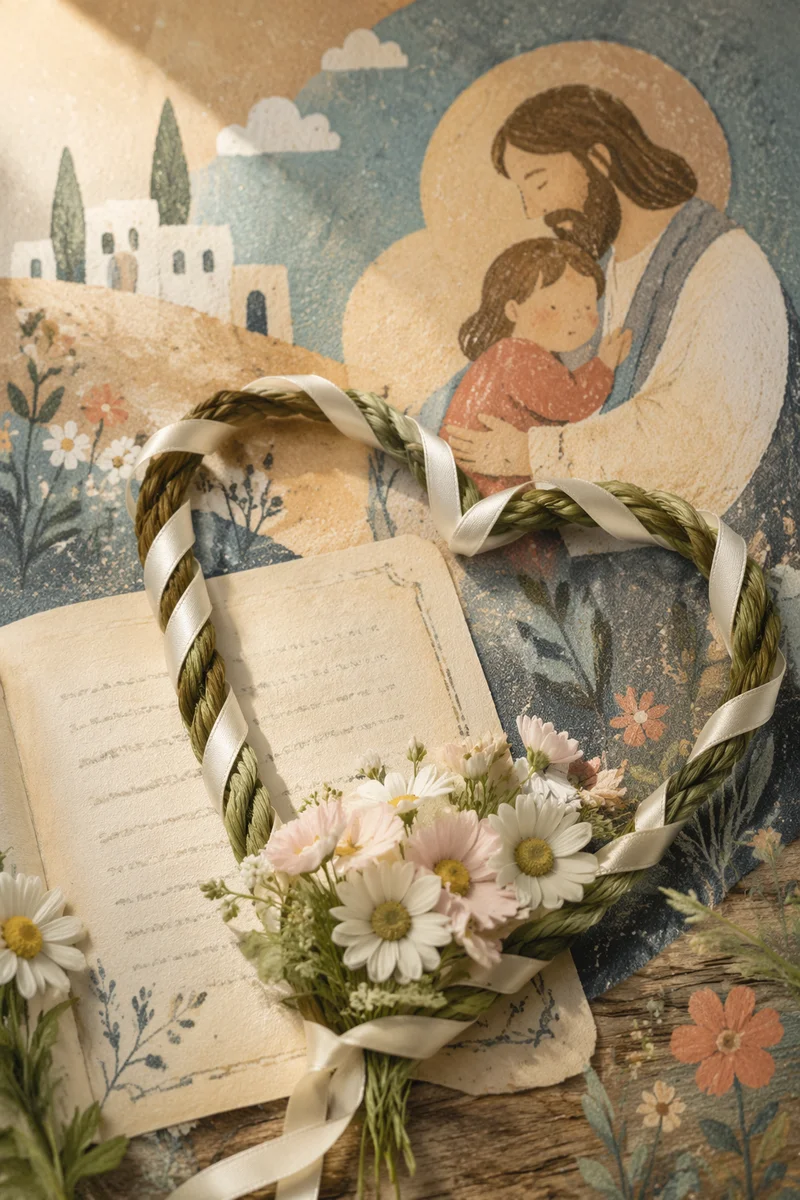 Valentine Heart with Scripture and Daisies
