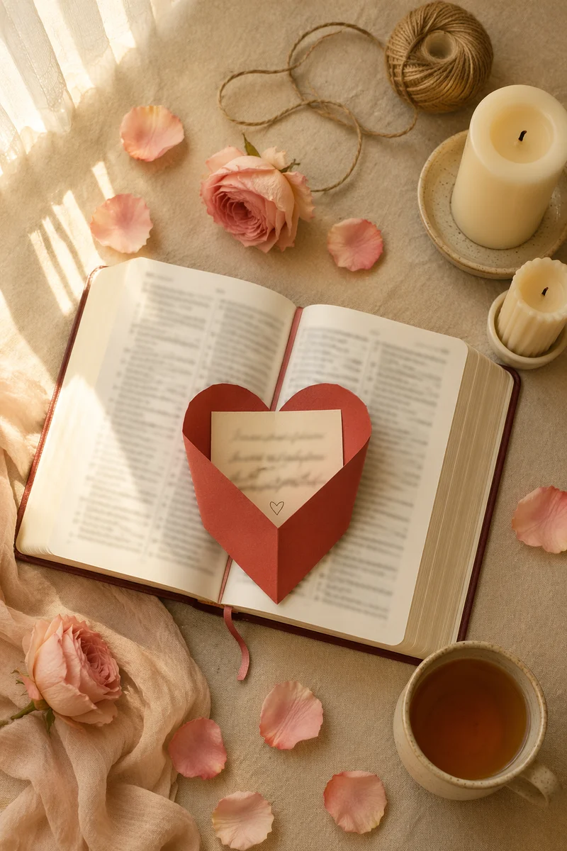 Valentines Bible Verse Heart Flat Lay