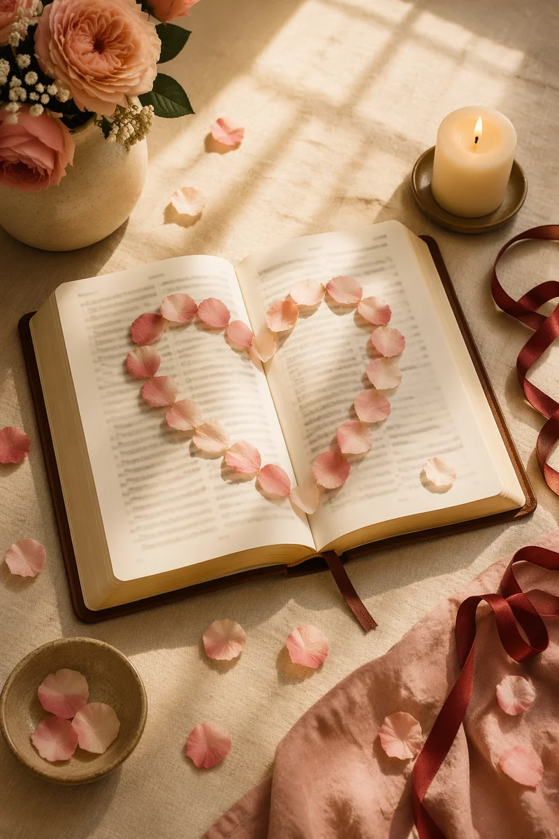 Valentines Day Heart on Open Bible