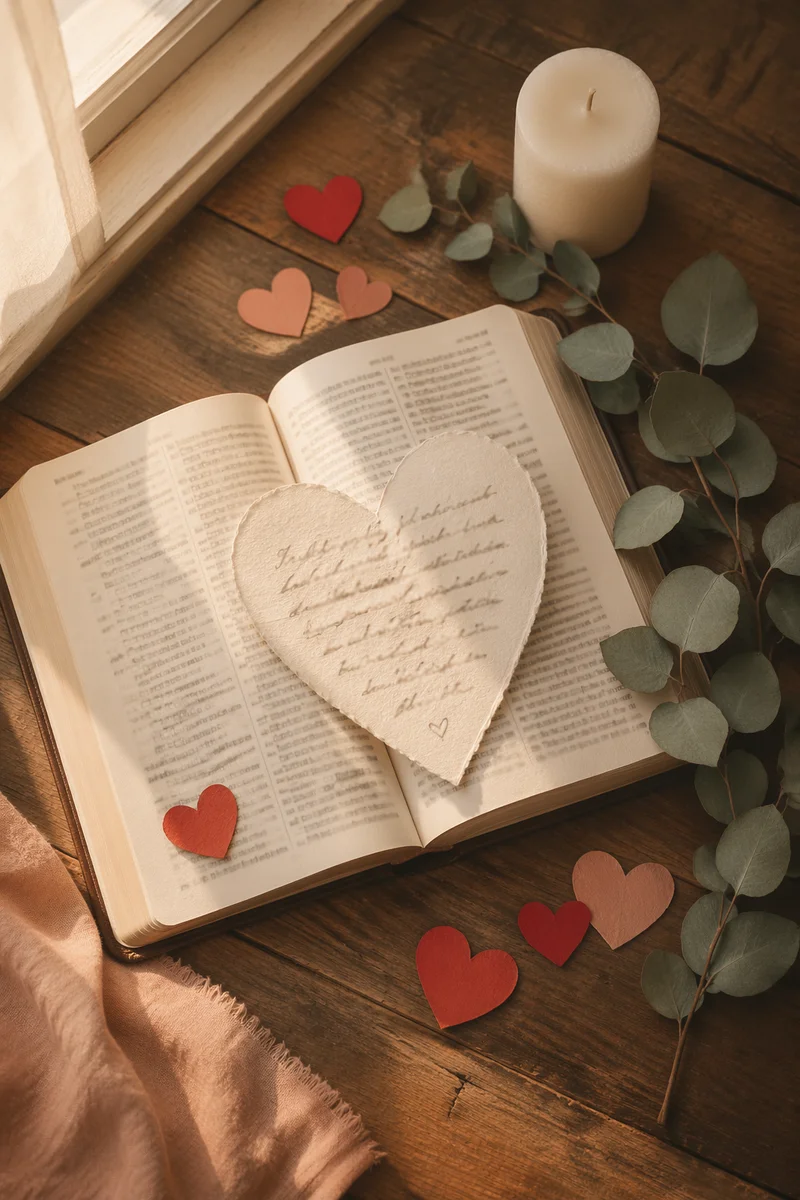 Heart on Open Bible Still Life