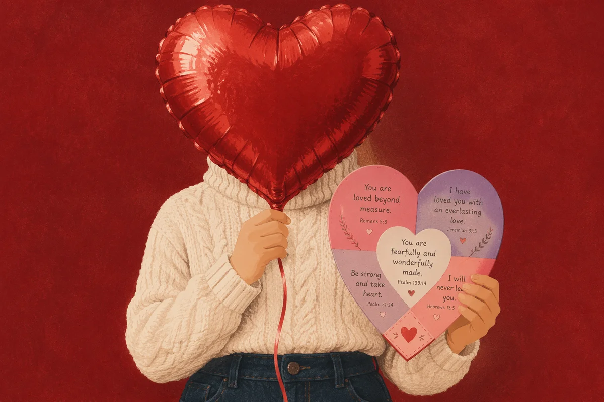 Valentine Heart Balloon with Bible Verse Card