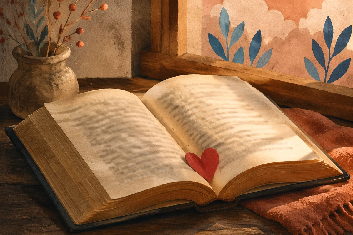 Valentine Heart Bookmark on Open Bible
