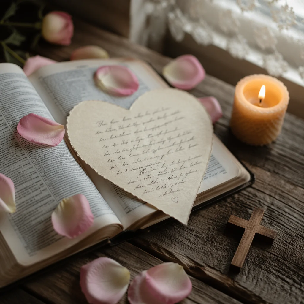 Heart Paper on Open Bible Still Life