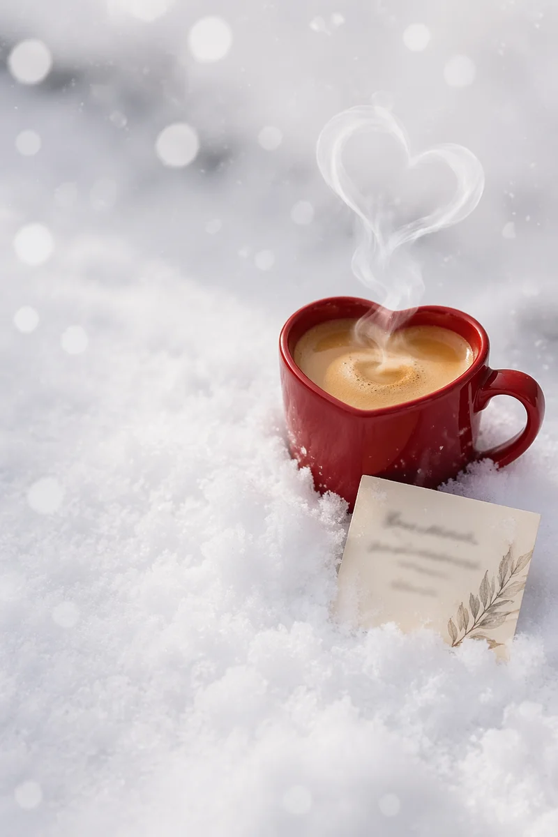 Heart Shaped Mug in Winter Snow