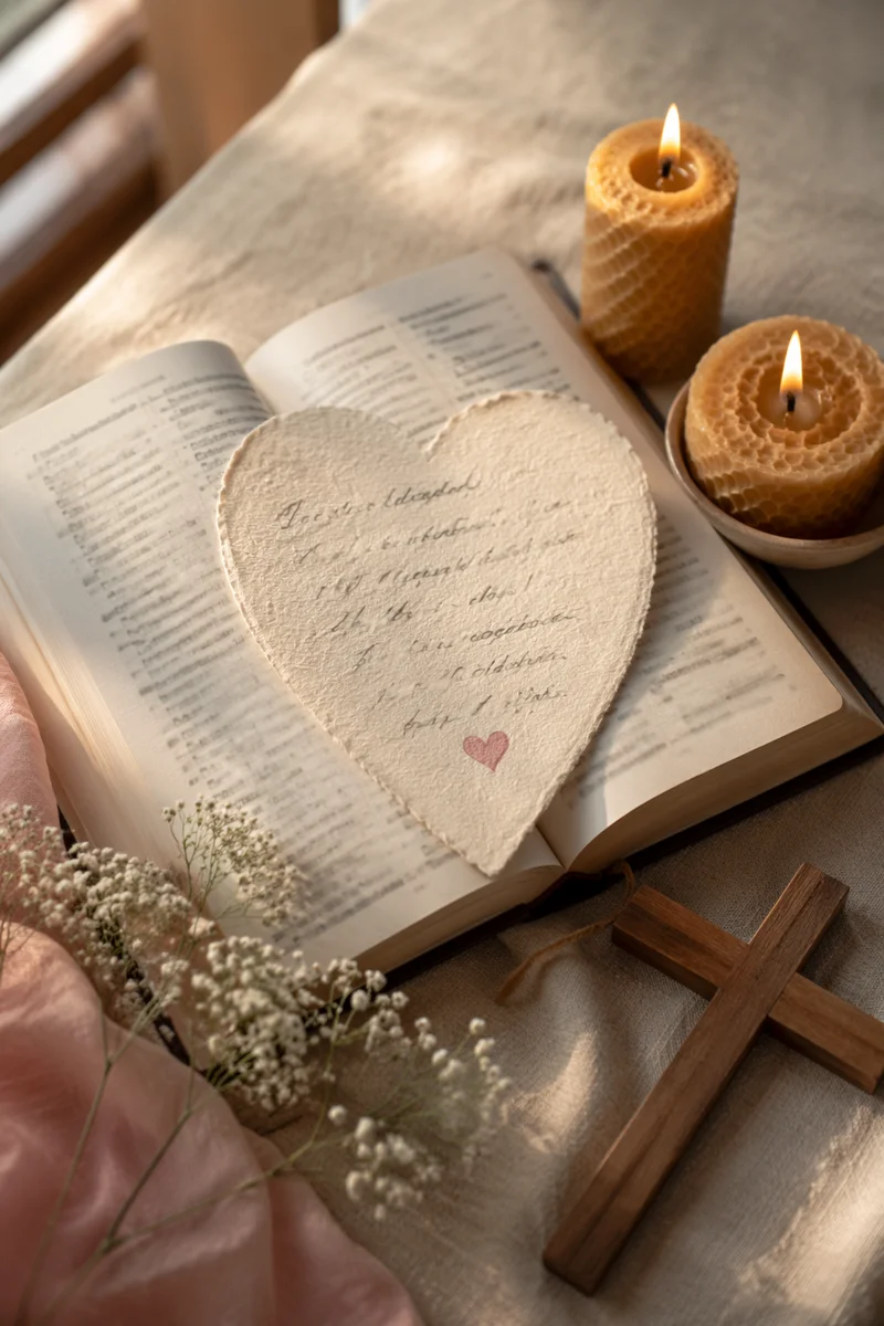 Heart Shaped Paper on Open Bible