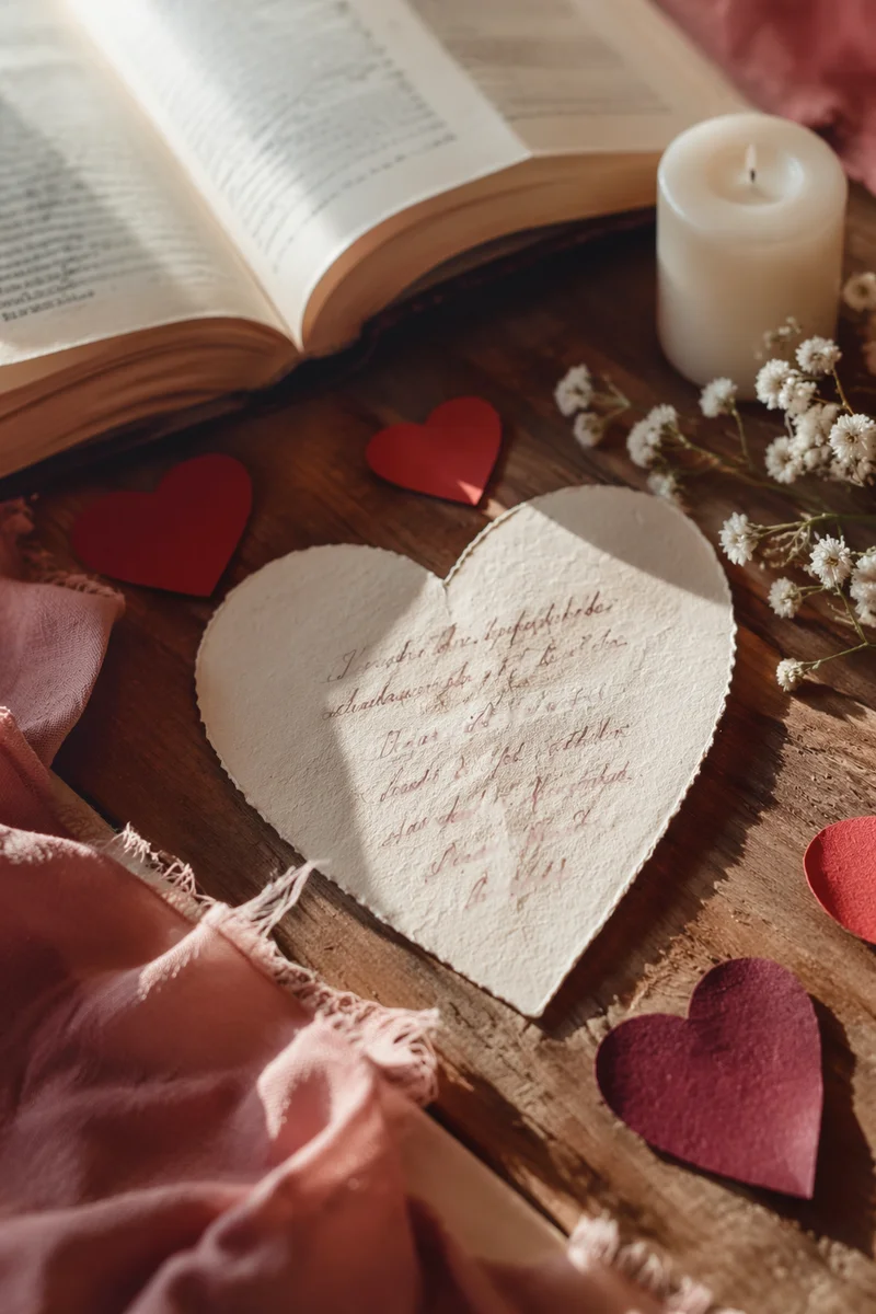 Heart Shaped Card Beside Open Bible
