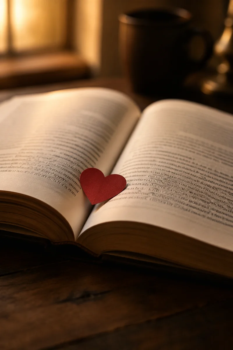 Valentines Heart Bookmark on Open Bible