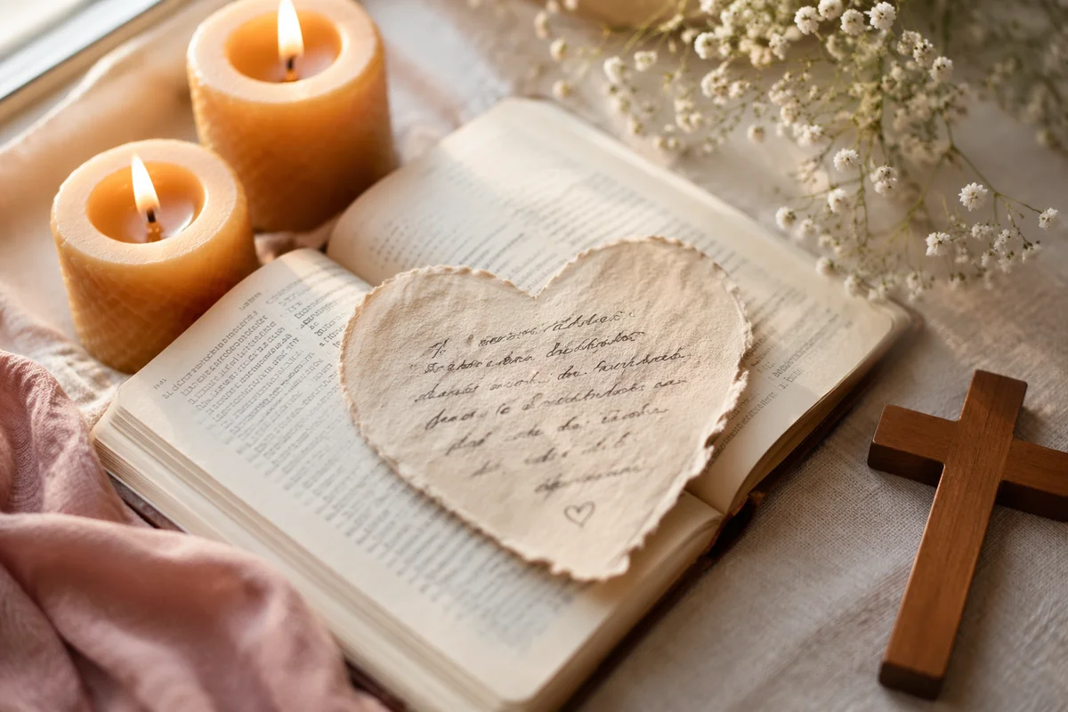 Heart Shaped Paper on Open Bible