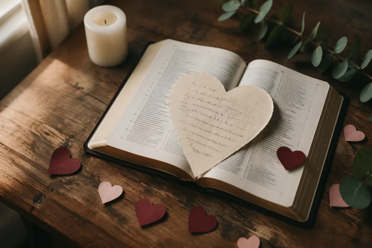 Valentine Heart Scripture on Open Bible