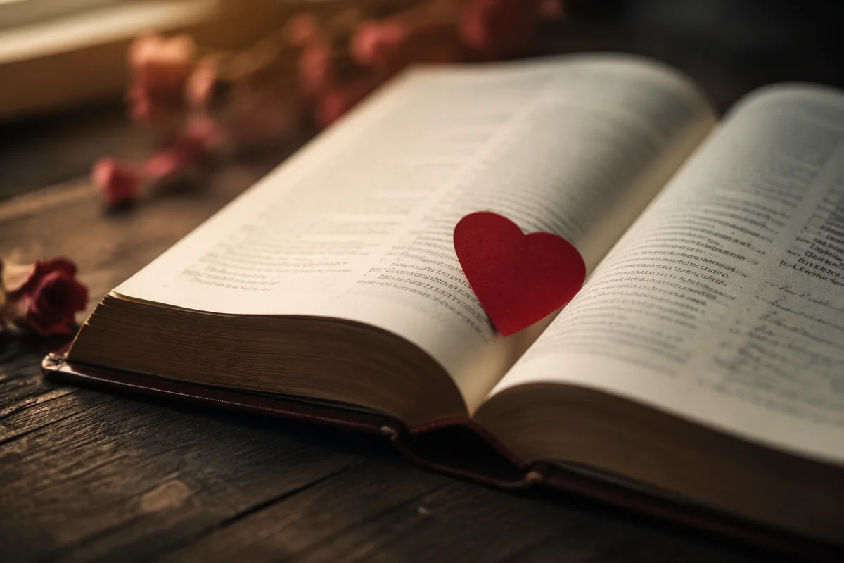 Valentine Heart Bookmark on Open Bible