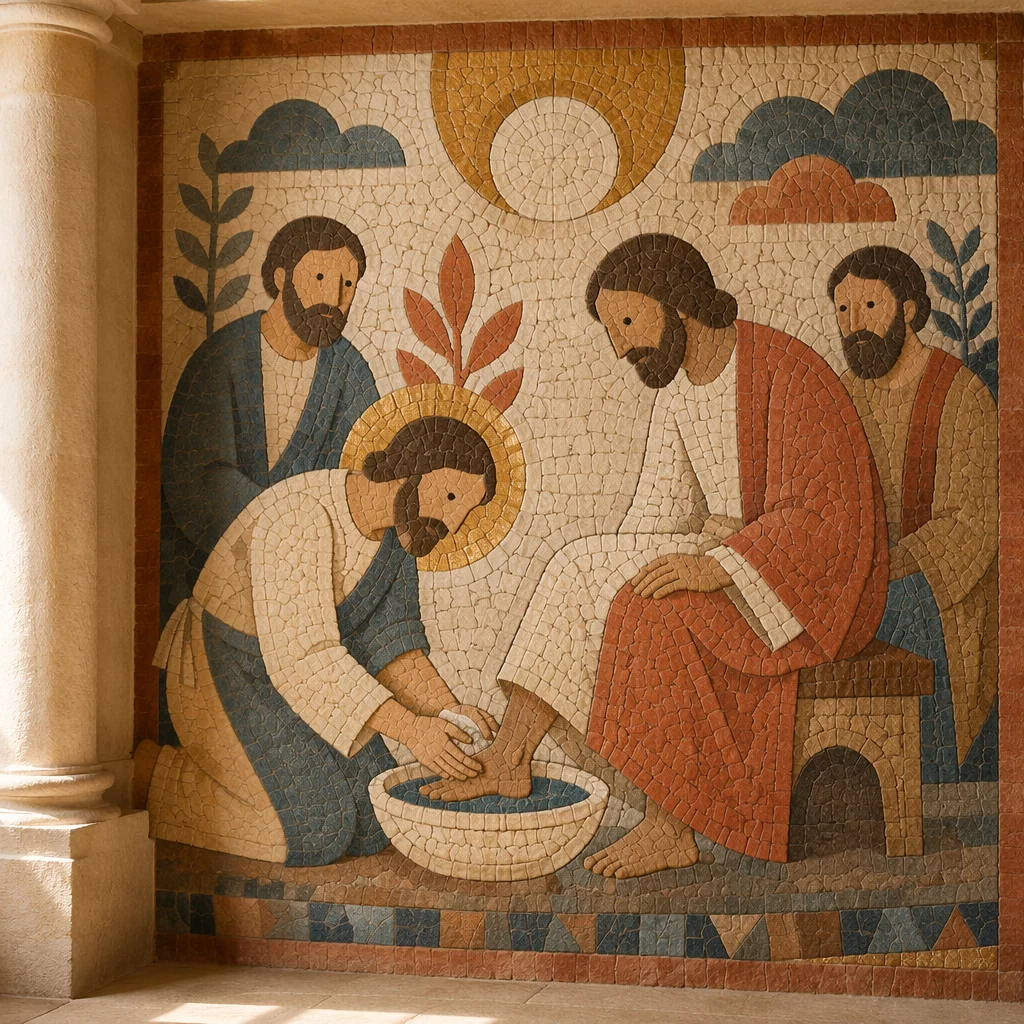 Holy Thursday Foot Washing Mosaic Mural