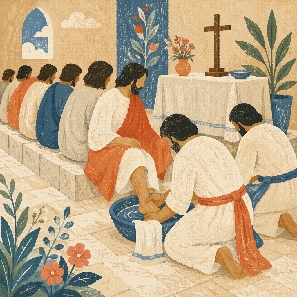 Holy Thursday Foot Washing in Church Sanctuary
