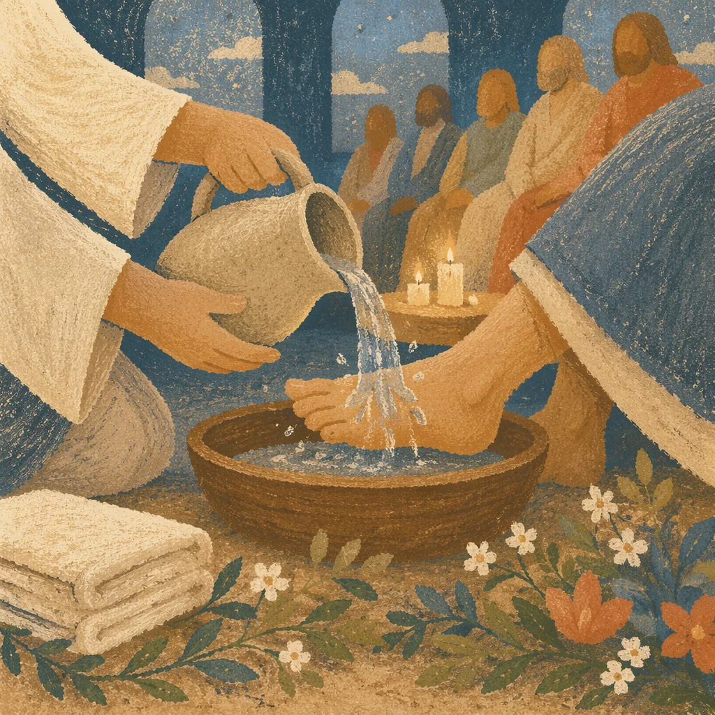 Holy Thursday Foot Washing in Candlelit Chapel