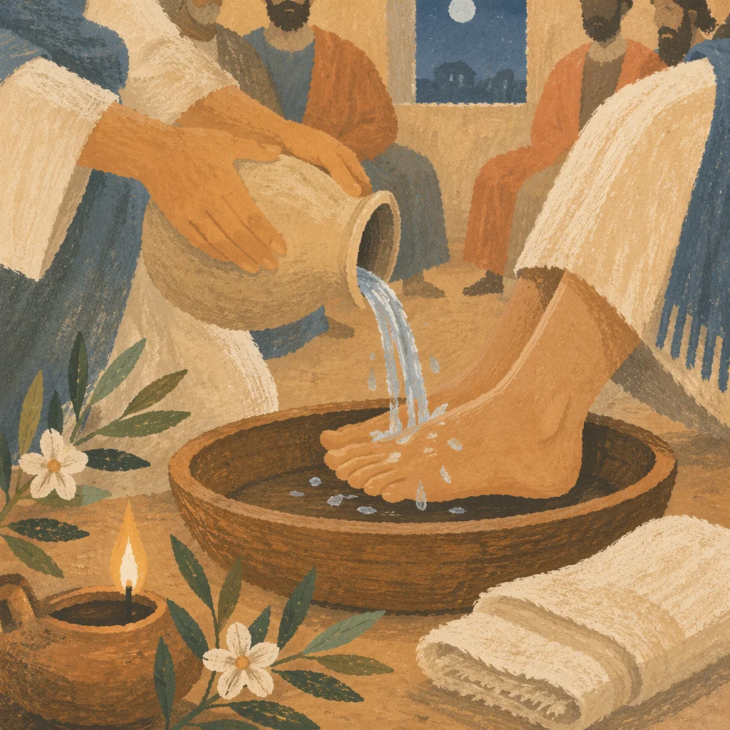 Holy Thursday Foot Washing in Candlelit Chapel