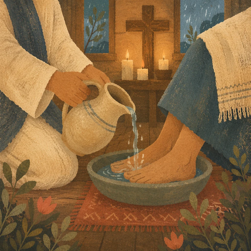 Holy Thursday Foot Washing in Wooden Chapel