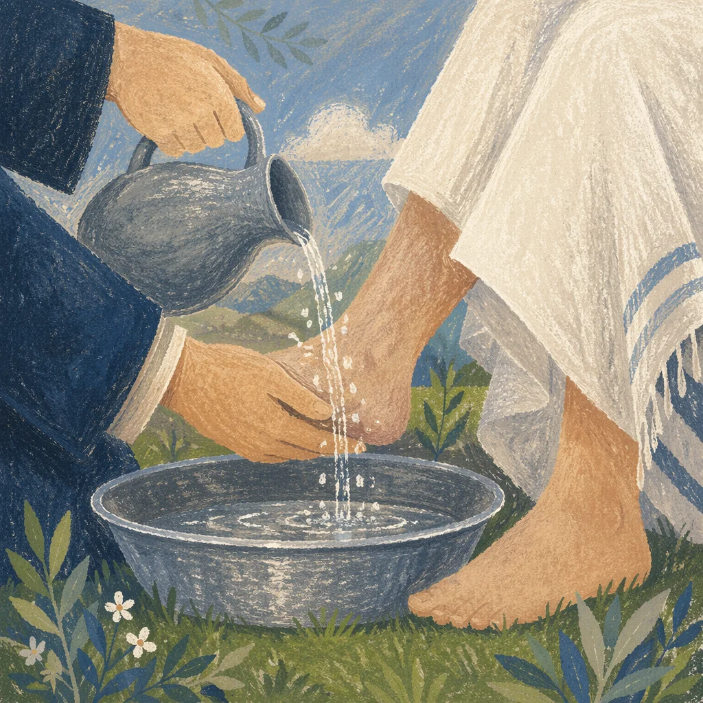 Holy Thursday Foot Washing on Grass