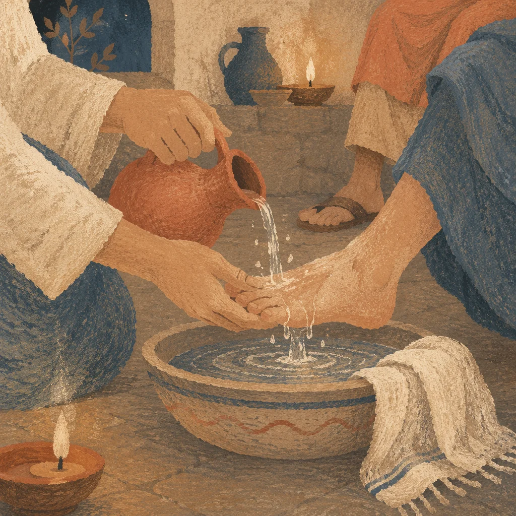 Holy Thursday Foot Washing in Candlelight