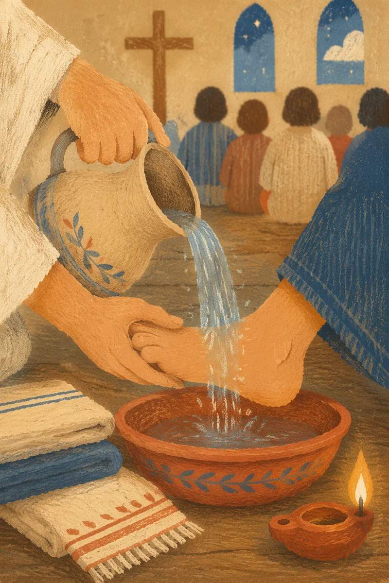 Holy Thursday Foot Washing in Candlelit Chapel