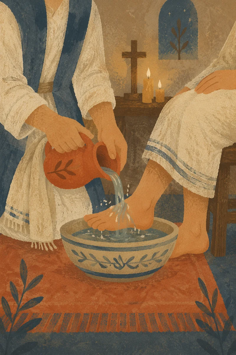 Holy Thursday Foot Washing in Candlelit Chapel