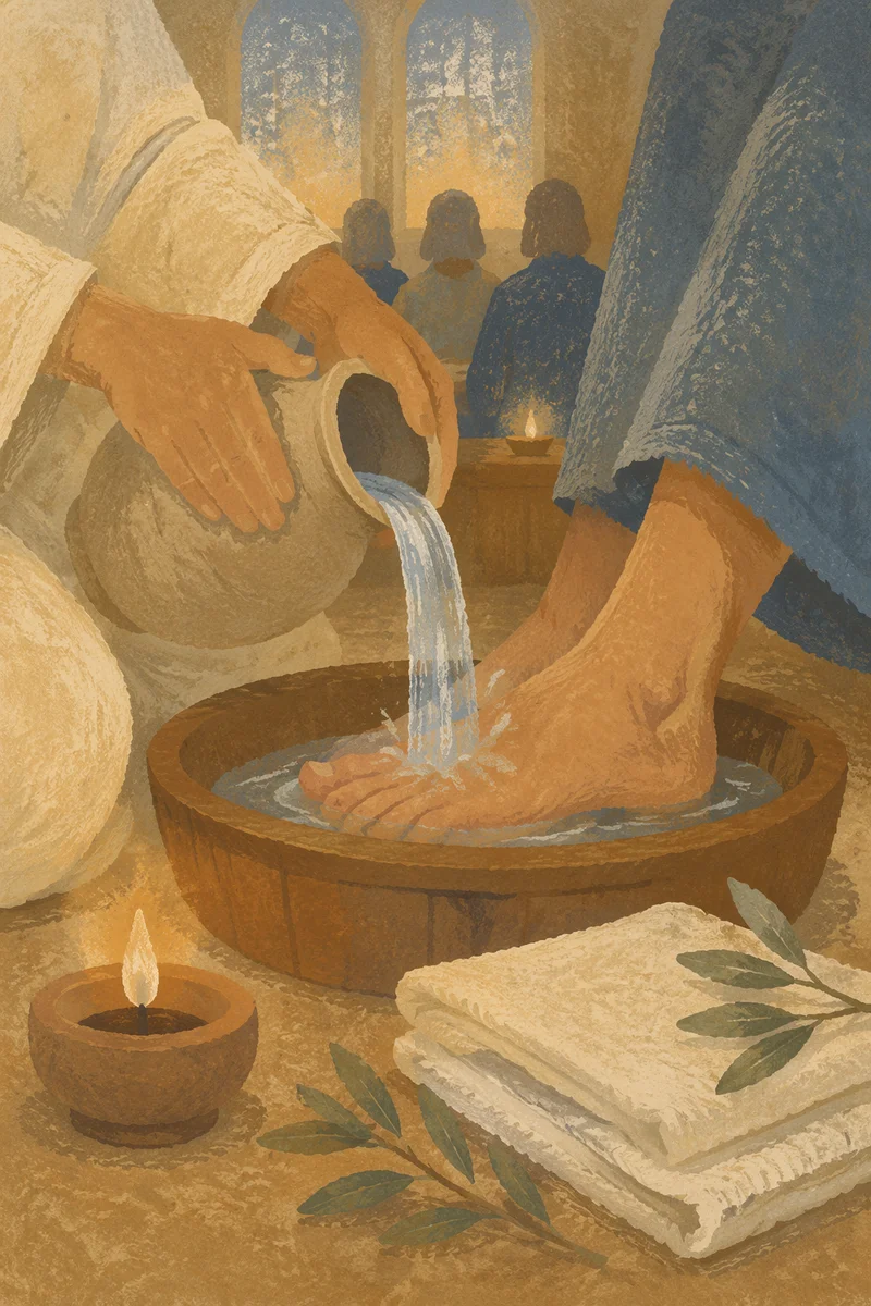 Holy Thursday Foot Washing in Candlelight