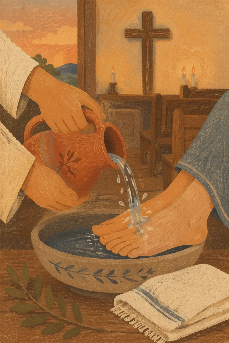 Holy Thursday Foot Washing in Candlelit Chapel