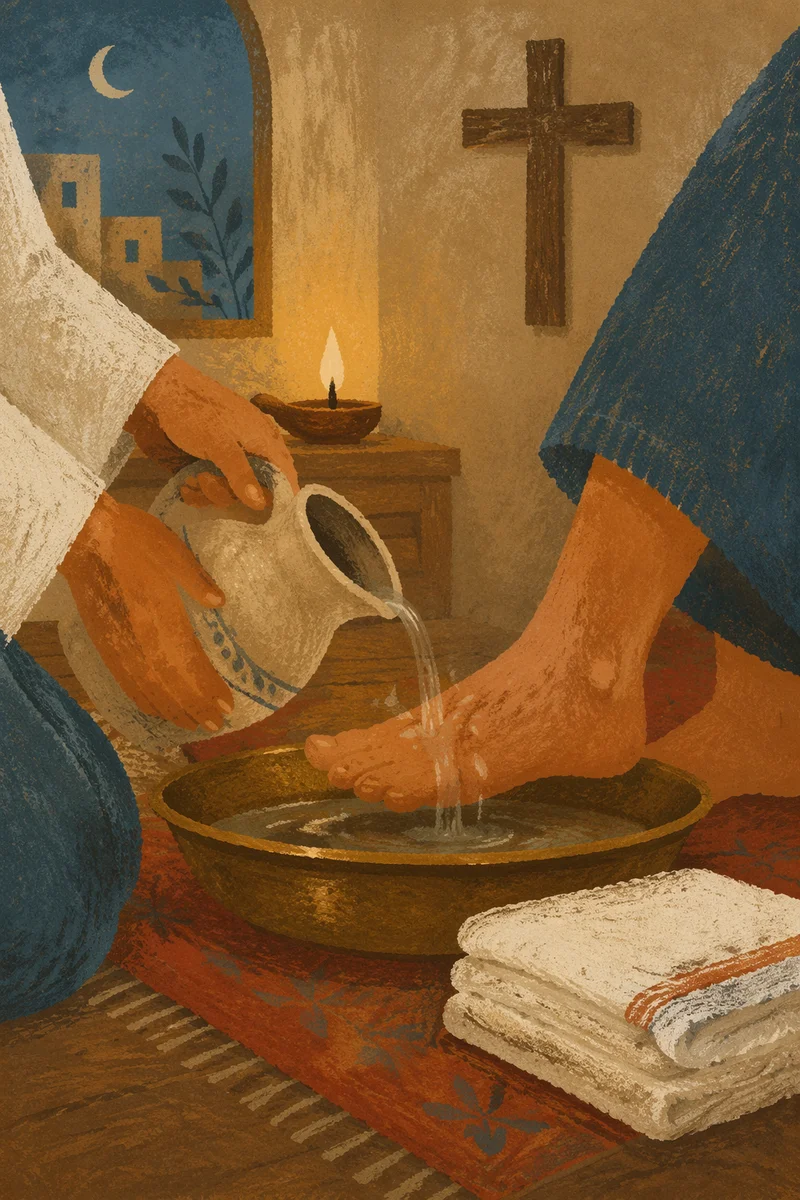 Maundy Thursday Foot Washing in Candlelit Chapel