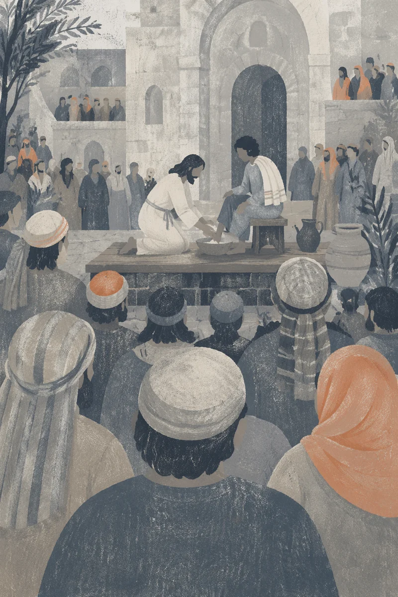 Holy Thursday Foot Washing in Stone Courtyard