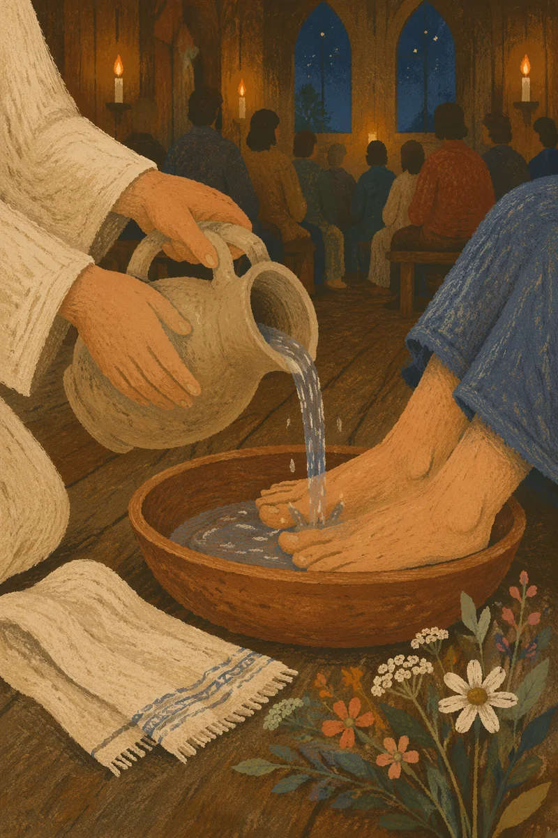 Holy Thursday Foot Washing in Candlelit Chapel