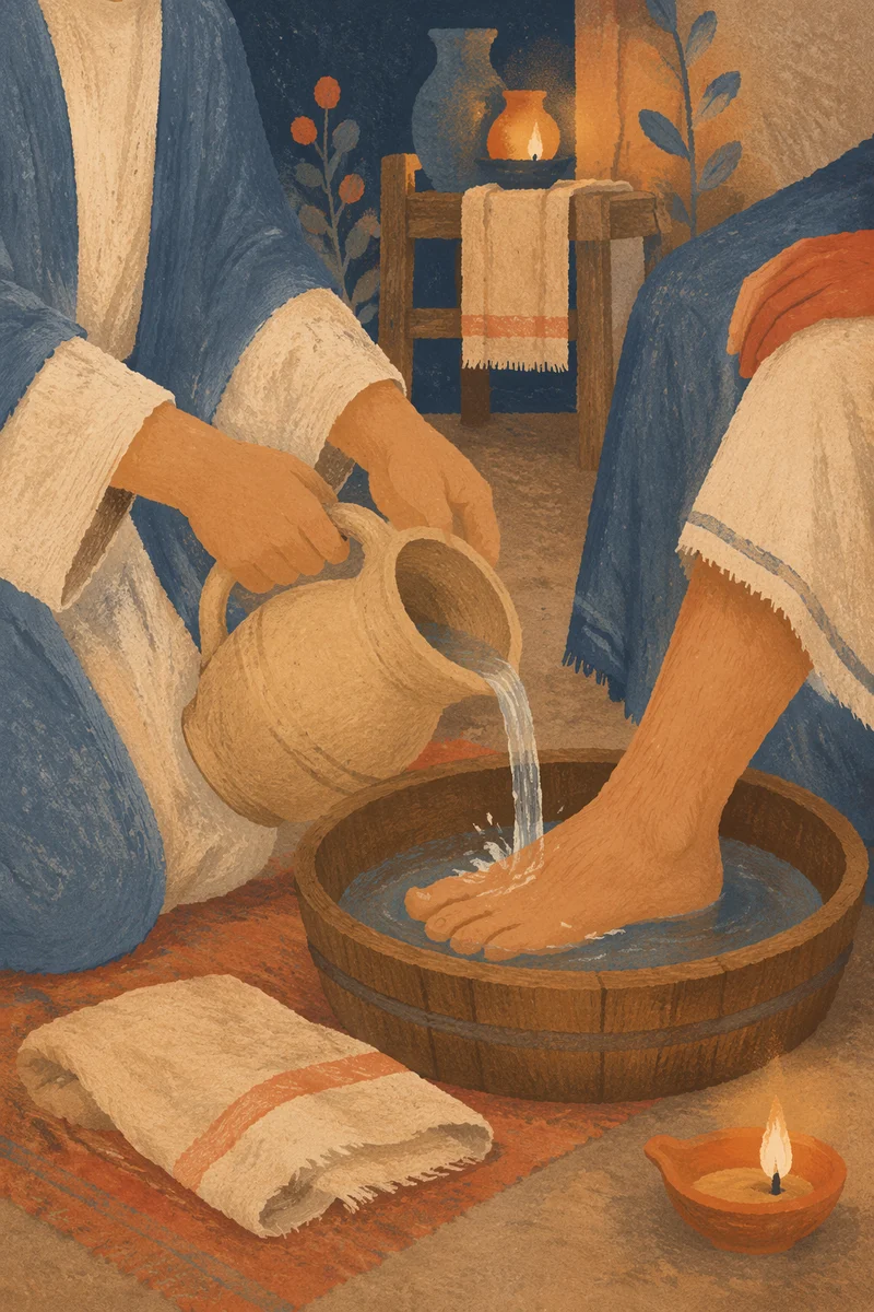Holy Thursday Foot Washing in Candlelit Chapel