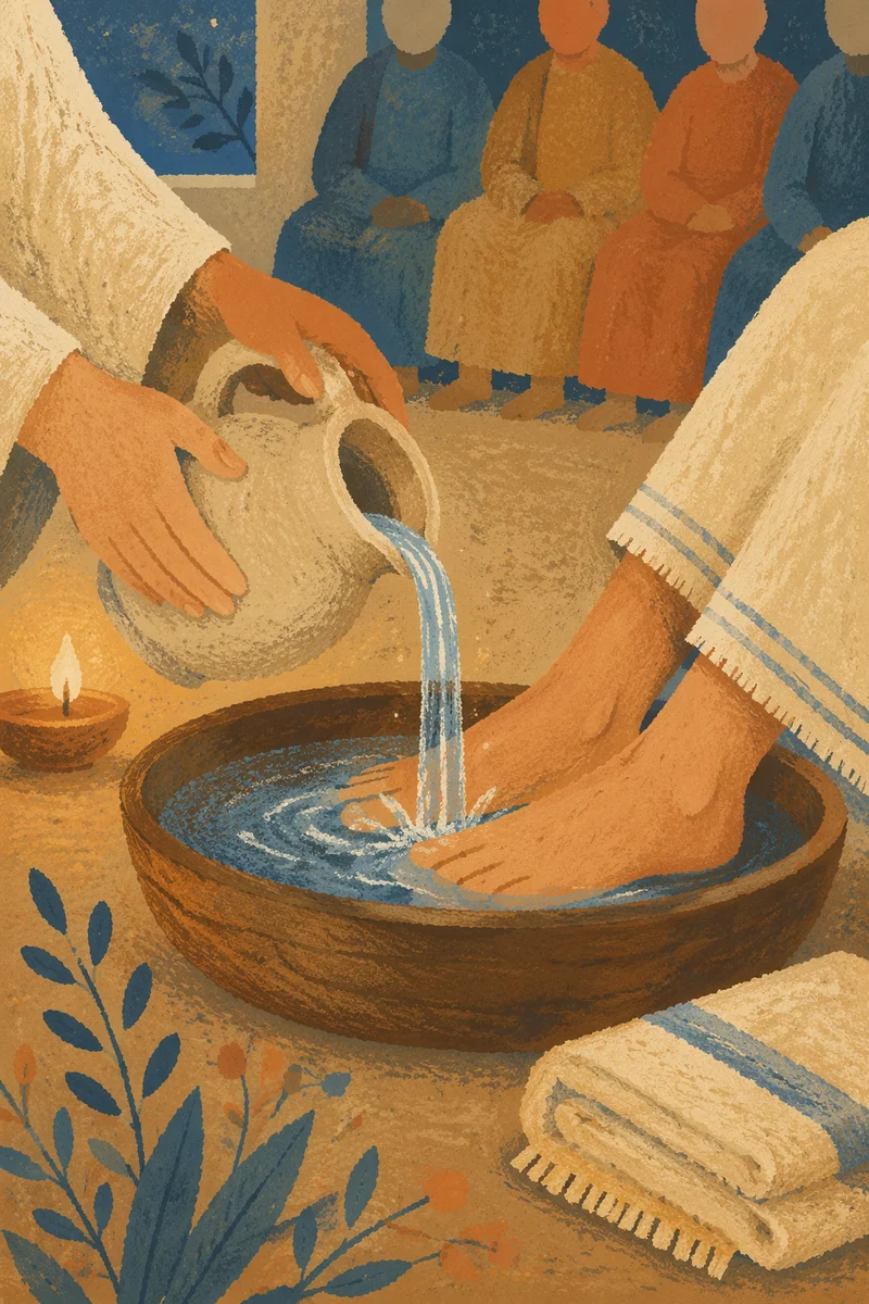 Holy Thursday Foot Washing in Candlelit Chapel