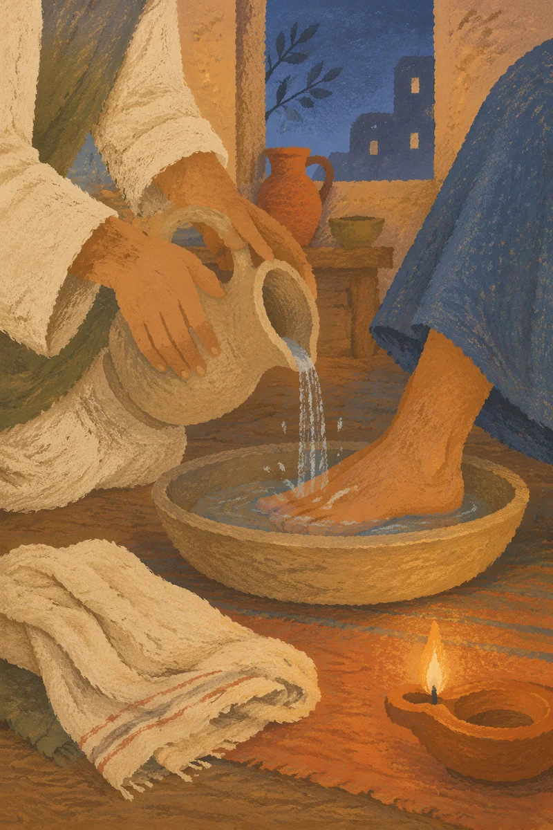 Holy Thursday Foot Washing in Candlelit Chapel