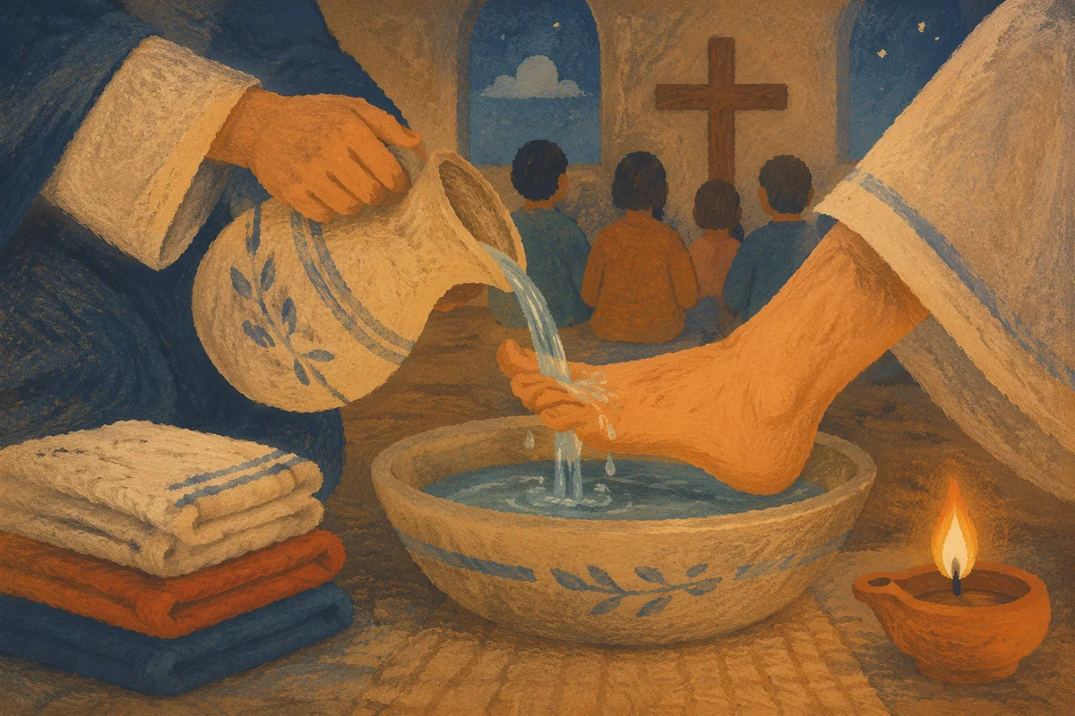 Holy Thursday Foot Washing in Candlelit Chapel