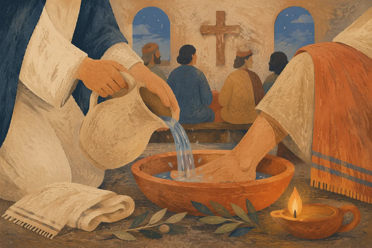 Holy Thursday Foot Washing in Wooden Chapel