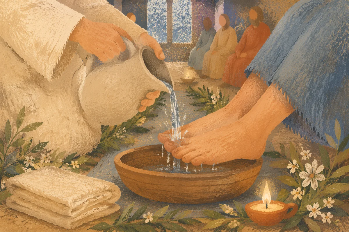 Holy Thursday Foot Washing in Candlelit Chapel