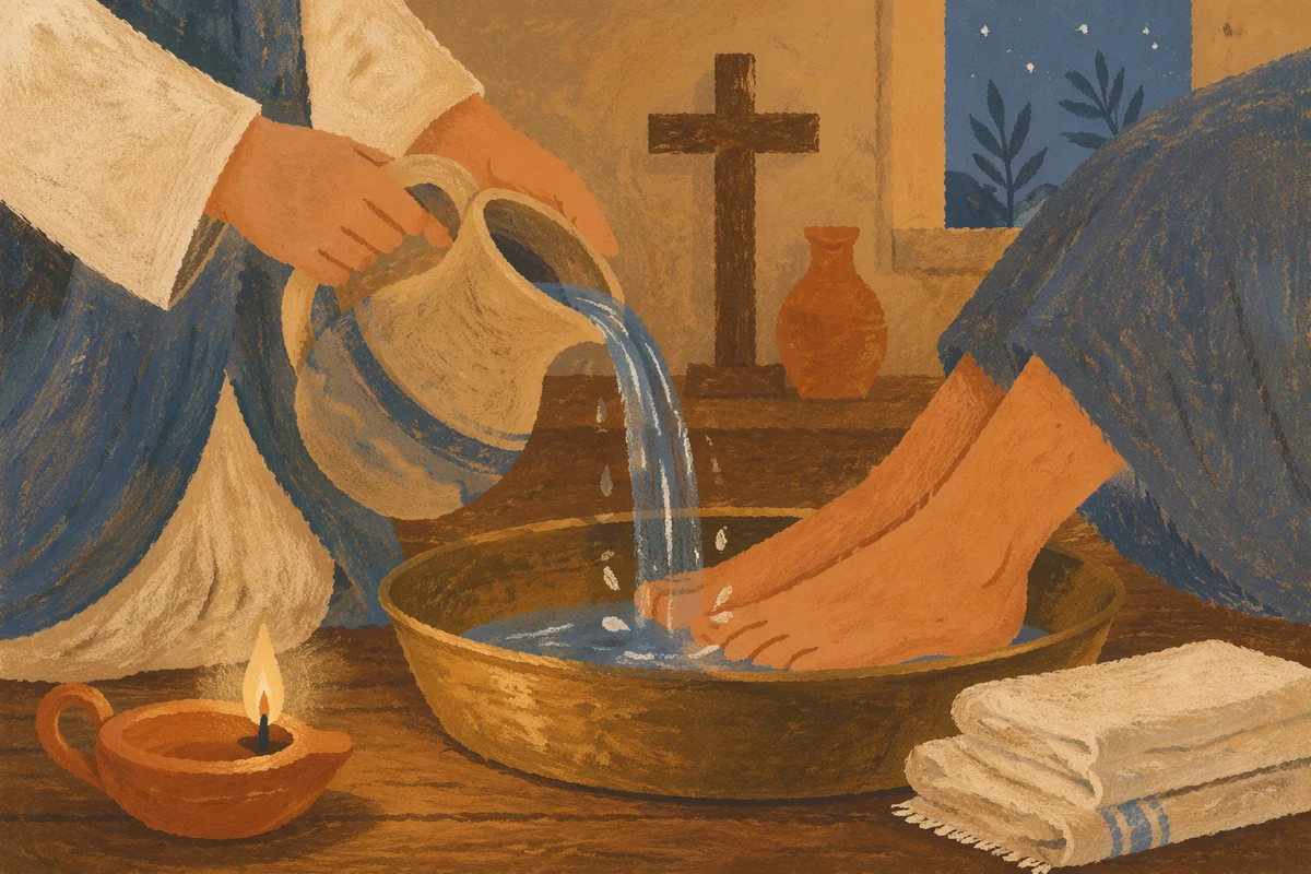 Maundy Thursday Foot Washing in Candlelit Chapel