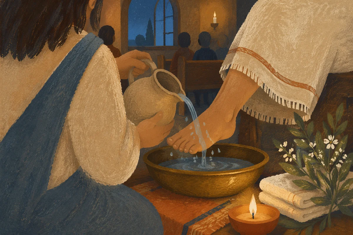 Holy Thursday Foot Washing in Candlelit Chapel