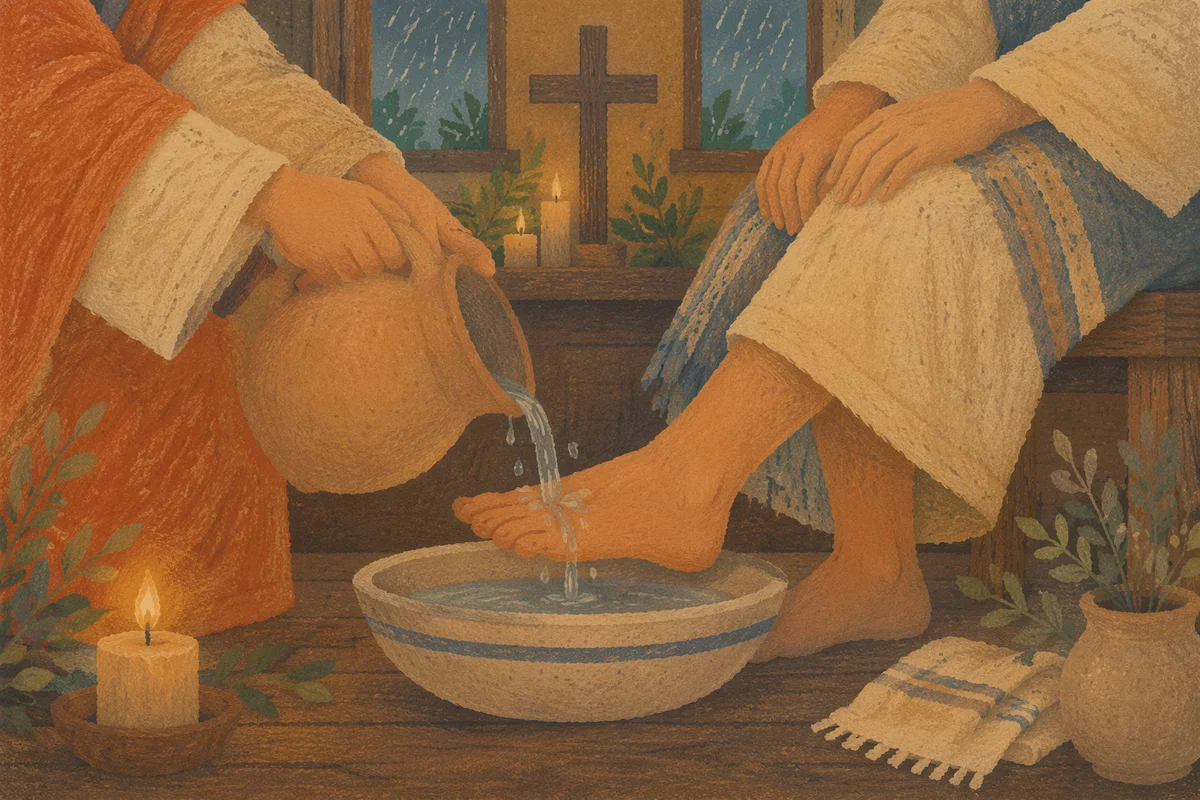 Holy Thursday Foot Washing in Candlelit Chapel
