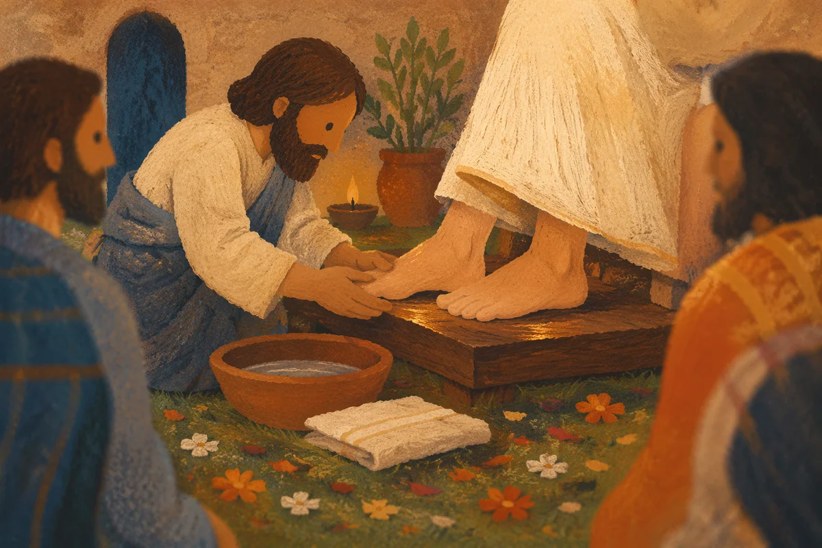 Holy Thursday Foot Washing in Church Courtyard