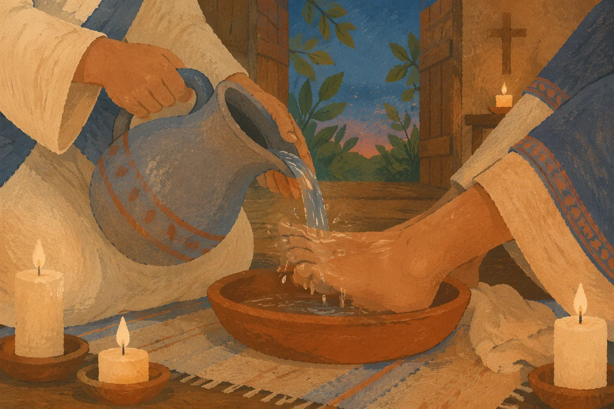Holy Thursday Foot Washing in Wooden Chapel