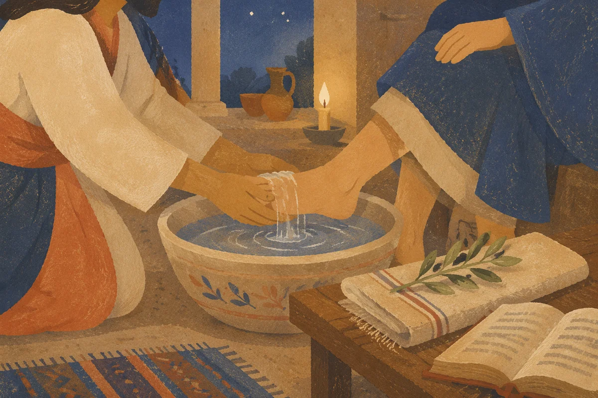 Holy Thursday Foot Washing in Candlelit Chapel