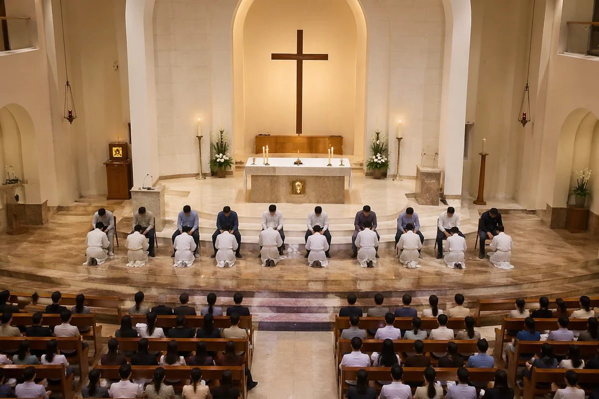 Holy Thursday Foot Washing Service in Church