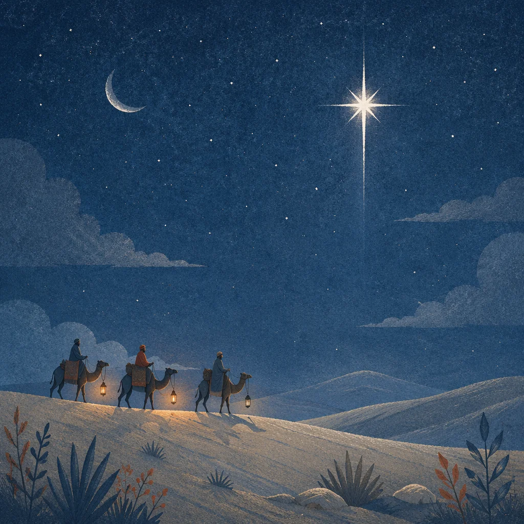 Wise Men Journey Beneath Guiding Star