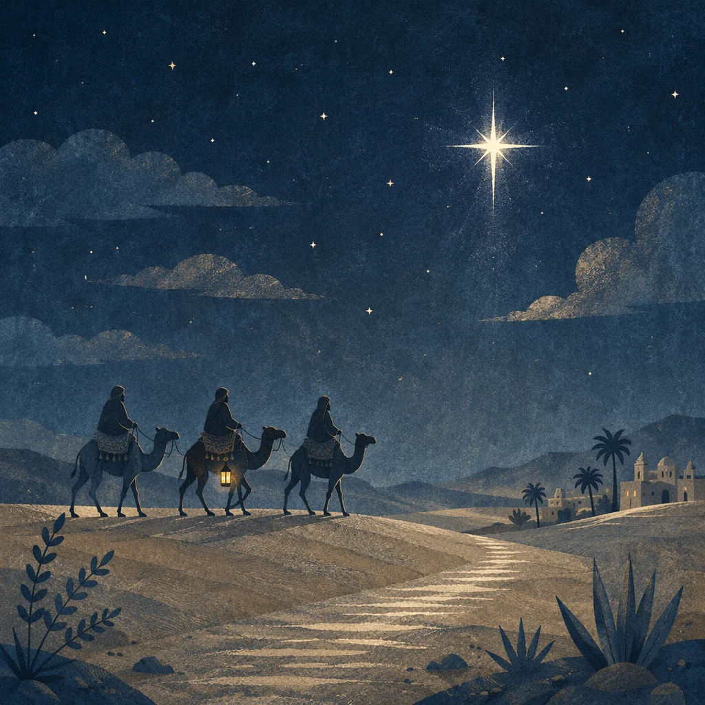 Wise Men Caravan Beneath Bethlehem Star
