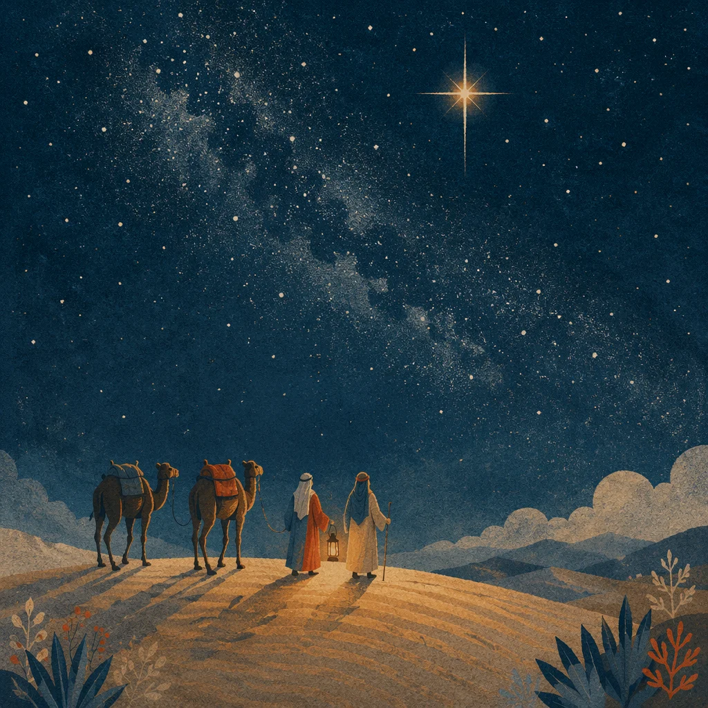Guiding Star Over Desert Travelers