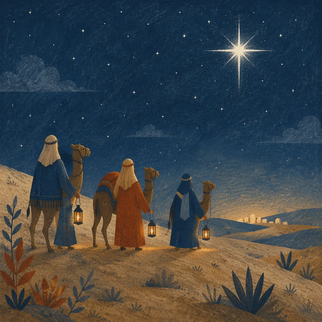 Wise Men Journey Beneath Bethlehem Star