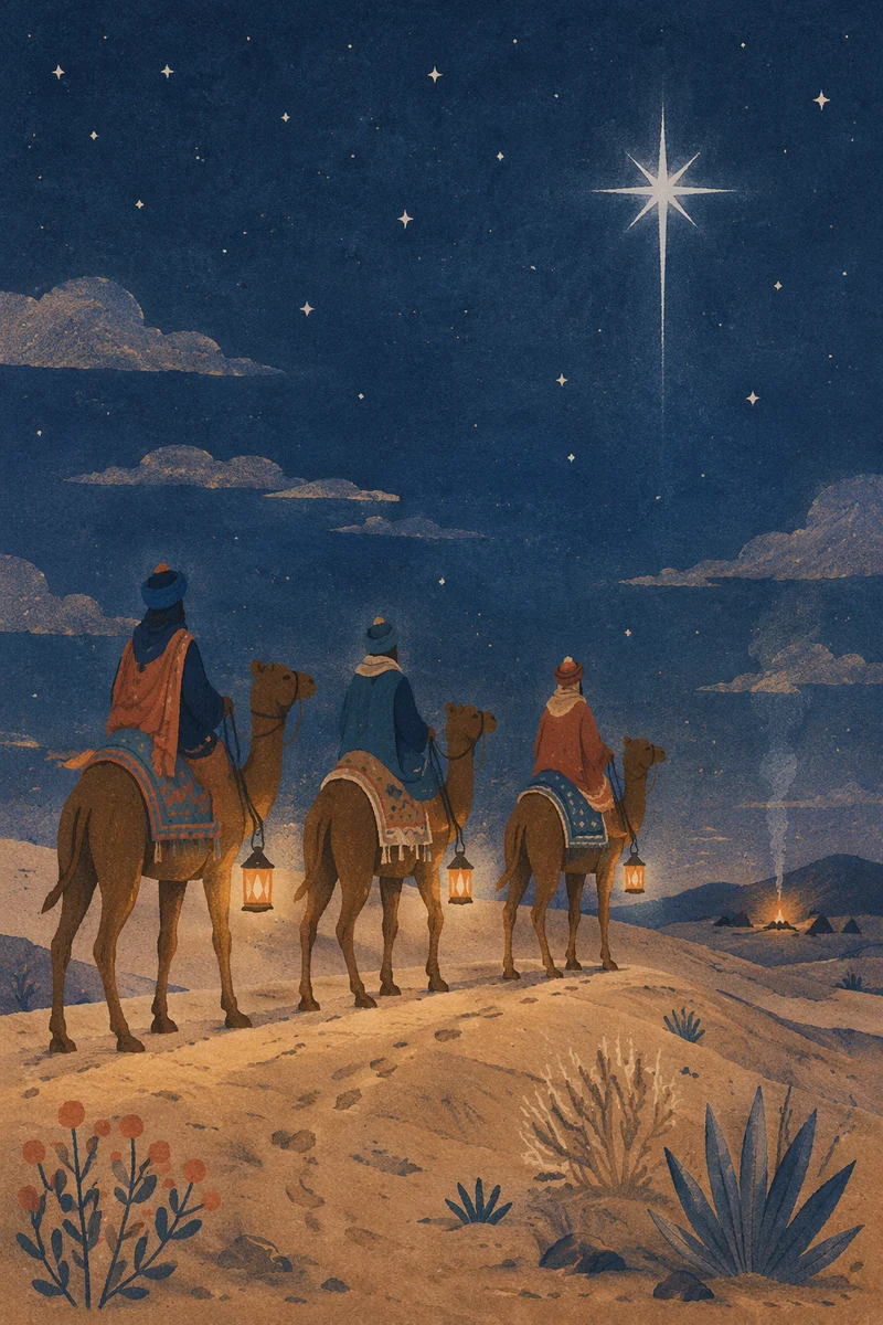 Wise Men Journey Beneath Desert Star