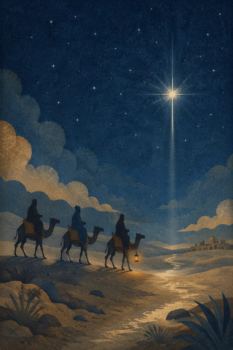 Wise Men Caravan Beneath Bethlehem Star