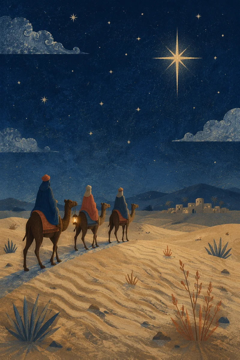 Wise Men Caravan Beneath Christmas Star